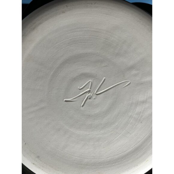 Brie Bowl Shallow Dish by Robert Fishman Studio Art Pottery Ruffle Edge Signed - Picture 8 of 8